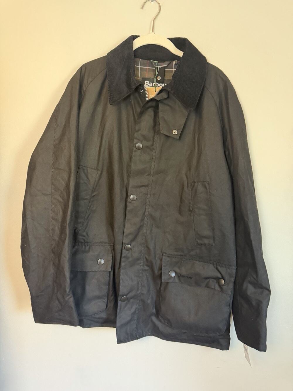BARBOUR ASHBY WAX JACKET Black Men's Size Large NWT $400